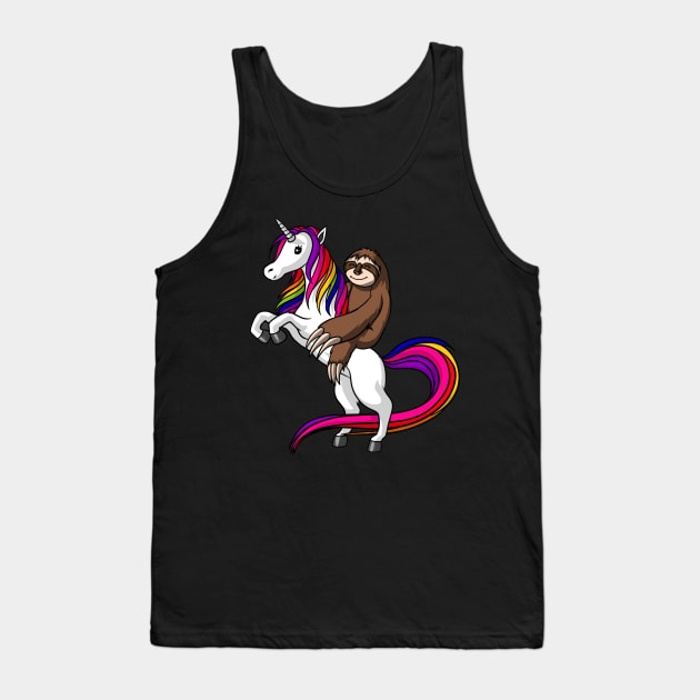 Sloth Riding Unicorn Tank Top by underheaven